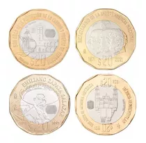Colección De 4 Monedas Conmemorativas De 20 Pesos Nuevas