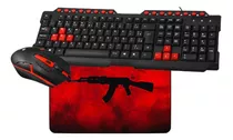 Teclado Mouse Gamer Usb Multimídia + Mousepad Speed Borda