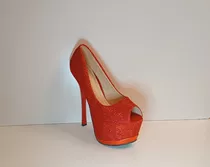 Zapato Rojo Boca De Pez Taco Aguja De 16cm T 38,40