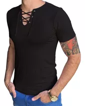 Camisa Camiseta Slim Bata Masculina Viscolycra Manga Curta