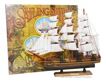 Navio Caravela Miniatura Grande Madeira  45cm X 48cm M 4b