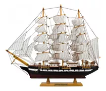 Miniatura Navio  Madeira Casco Preto B-marrom 47x10x57 Cm