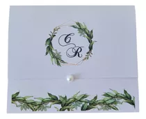 Convite Para Casamento Barato Verde - 105 Un + 210tag