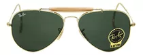 Anteojos De Sol Ray-ban Aviator Outdoorsman Standard Con Marco De Metal Color Polished Gold, Lente Green De Cristal Clásica, Varilla Polished Gold De Metal - Rb3030