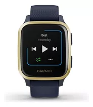 Smartwatch Garmin Venu Venu Sq - Music Edition 1.3  Caja 40mm De  Polímero Reforzado Con Fibra  Navy, Malla  Navy De  Silicona Y Bisel  Light Gold De  Aluminio Anodizado