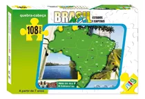 Quebra Cabeça Infantil Mapa Do Brasil 108 Pcs Educativo Nig