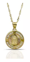 Medalla De Virgen  Y Cadena De Oro 10k Mujer  Regalo Bautizo