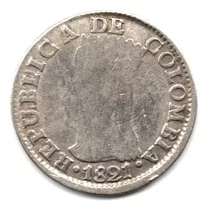 2 Reales 1821 Bogotá Con Punto Bajo La A