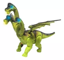 Brinquedo Dinossauro Com 3 Cabeças Anda Põe Ovo C/ Som E Luz