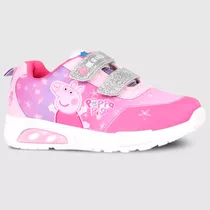 Zapatillas Footy Peppa Pig Con Luz Abrojo Led Niñas