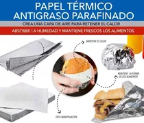 Papel De Aluminio Térmico Antigraso Parafinado Comida Rápida