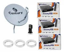 Kit Antena Parabolica 60cm C/ 3 Midiabox B7 Century Ku 5g