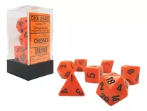 Dados Rol Chessex Opaque Polyhedral 7-die Set Orange/black