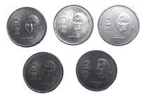 5 Monedas $10 Hidalgo Acero Años 1985 A 1989  Envio $47