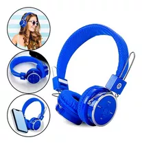 Fone Ouvido Sem Fio Bluetooth Recarregável Celular P2 Usb Fm Cor Azul