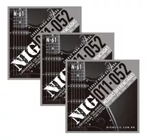Kit 3 Encordoamentos Guitarra Aço 011 052 Nig N61 Tradiciona