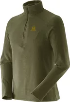 Polar Masculino Salomon - Polar 1/2 Zip M Verde - Trekking