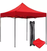 Toldo 3x3m Plegable Impermeable Araña Ajustable Rojo