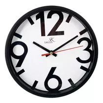 Reloj Pared Plastico Siklos Gb8082 20cm Silencioso Color De La Estructura Negro Color Del Fondo Blanco