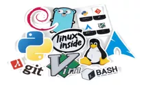 Stickers Geek Nerd Programación Unix Para Laptop, 9+4 Pzas