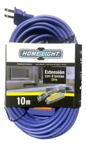 Extension Vulcanizado Electrica 10 Metros 4 Tomas Home Light