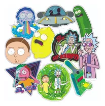 Pack Stickers Calcos Vinilos Rick Y Morty - Termo Notebook 