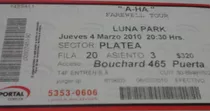 Entrada Recital A-ha En El Luna Park Marzo 2010 De Coleccion