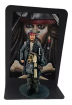 Capitão Jack Sparrow  19 Cm + Expositor Personalizado Em Mdf