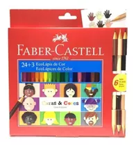 Kit 10 Cxs Lápis De Cor Faber Castell 24 Cores +6 Tons Pele