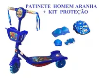 Patinete Homem Aranha Cesta 3d 2019 + Kit Proteção Completo 