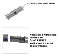 Kit Varão P/ Cortina Simples Cromado 3 Metros 28mm Alumínio Cor Branco