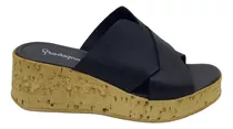 Sandalia Zueco Gravagna Cuero Taco Chino 3708 Negro Tk Shoes