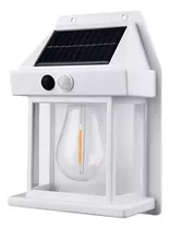 Farol Solar De Pared + Sensor Movimiento Luz Exterior Color Color Blanco