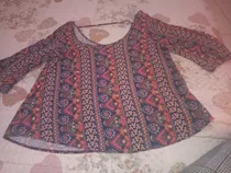 Blusa Talle M Corte Evaséestampada Manga 3/4 De Fibrana