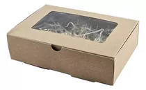 Caja Packaging Kraft Con Ventana 20x14x5,5 Cm. X 50 Uni.  