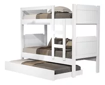 Beliche+cama Auxiliar Reforçada Escada E Grade Proteção Star Cor Branco