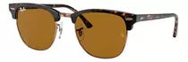 Anteojos De Sol Ray-ban Clubmaster Classic Standard Con Marco De Acetato Color Matte Shiny Havana, Lente Brown De Cristal Clásica, Varilla Matte Shiny Havana De Acetato - Rb3016