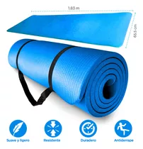 Tapete Yoga Pilates Fitness Ejercicio Portátil 15mm Grosor Color Azul