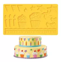 Molde Silicona Fondant Pastel Cupcake+adaptador Triple+regal