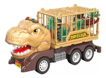 Caminhão Dinotruck Tiranossauro Marrom A Fricção Com Luz E S