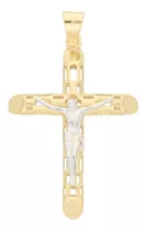 Medalla Dije Cruz Crucifijo Cristo Hombre Oro 10k 4x2.4cm Color Amarillo