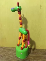 Boneco Madeira Girafa Antigo 17cm Conservado