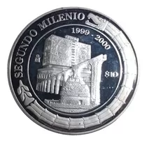 Moneda 10 Pesos Plata Pura 2 Onzas Segundo Milenio 1999-2000