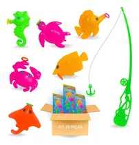 Kit 20 Pega Peixe Pescaria Infantil Brinquedo Vara De Pescar