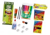 Kit Material Escolar Infantil Com 16 Itens Básicos Variado