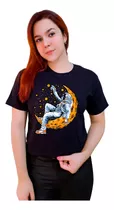 Polera Dama Estampada 100%algodón Astronauta Planeta 391