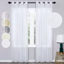 Natural Linen Sheer Curtains For Living Room  Grommet T...