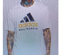 Remera Real Madrid Dna adidas Masculina - Off White