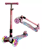 Monopatin Infantil Graffiti 4 Ruedas Marca Scooter Italy Original Plegable Flip Con Luces Reforzado