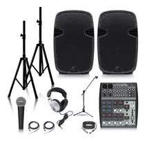 Kit Audio Behringer Pk115a + Mezcladora + Micro + Envío 